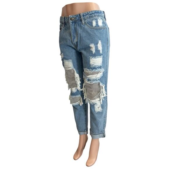 Fashion Nova Best Of You Boyfriend Jeans - Medium Blue Wash SZ 9 $55 - Picture 5 of 15